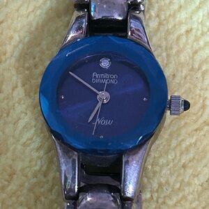 Armitron Diamond Blue Dial Silver Watch